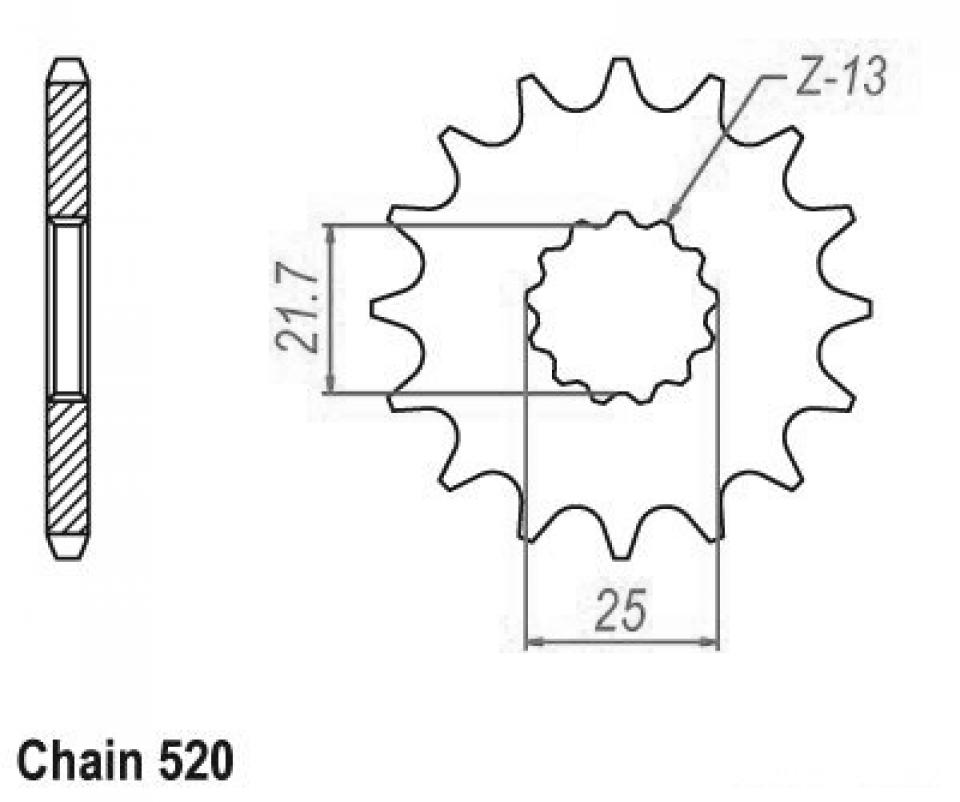 Pignon de sortie de boite Esjot pour Moto Kawasaki 650 Er-6 F Avec Abs 2006 à 2017 15 dents pas 520 Neuf