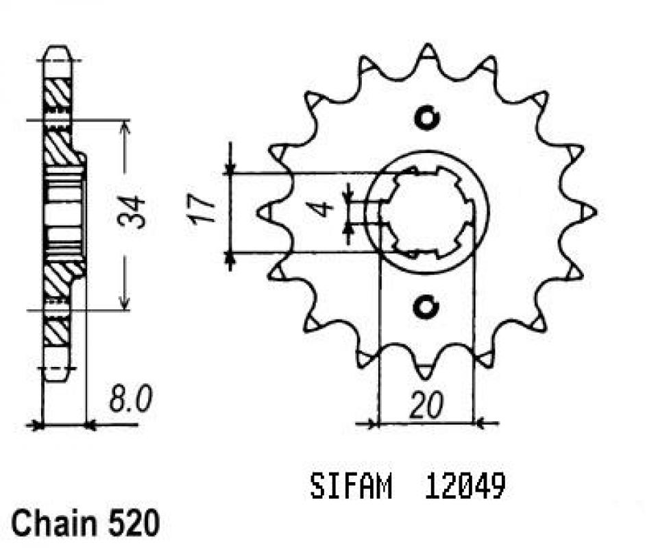 Pignon de sortie de boite Esjot pour Moto Honda 350 Xl R 1985 à 1987 Neuf