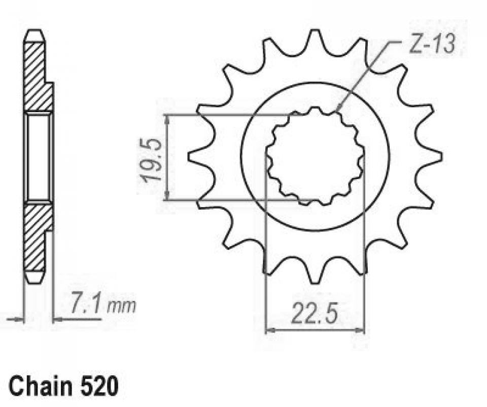 Pignon de sortie de boite Esjot pour Moto Suzuki 250 DR S 1984 à 1987 14 dents pas 520 Neuf