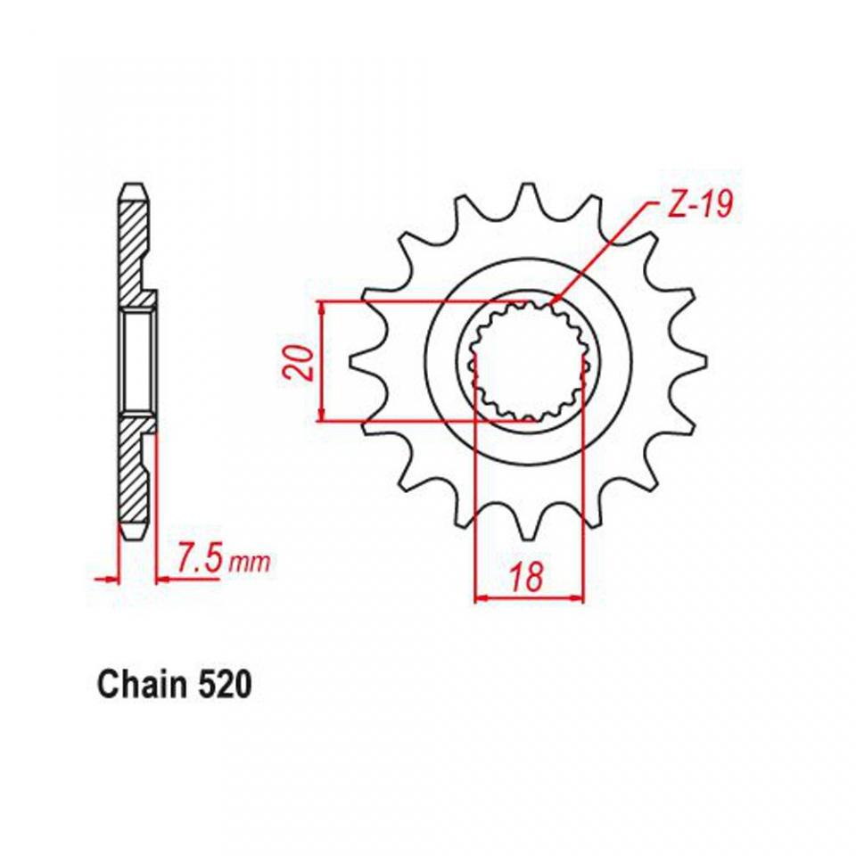 Pignon sortie de boîte Esjot pour moto Honda 125 Cr R 1997 12 dents pas 520 Neuf