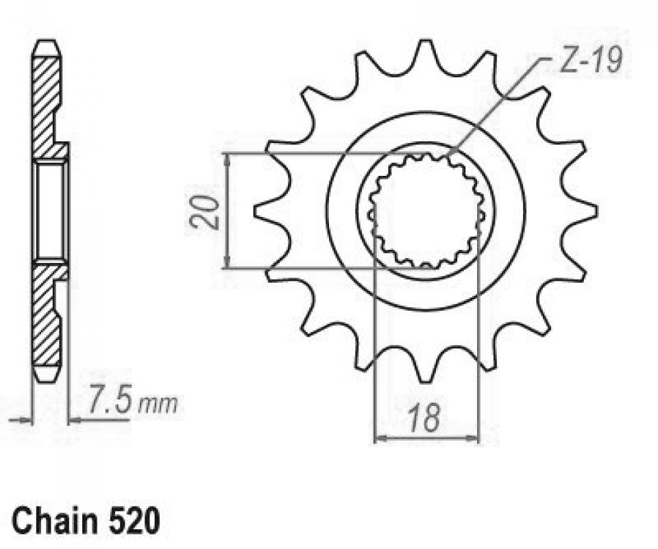 Pignon sortie de boîte Esjot pour moto Honda 125 Cr R 1997 12 dents pas 520 Neuf