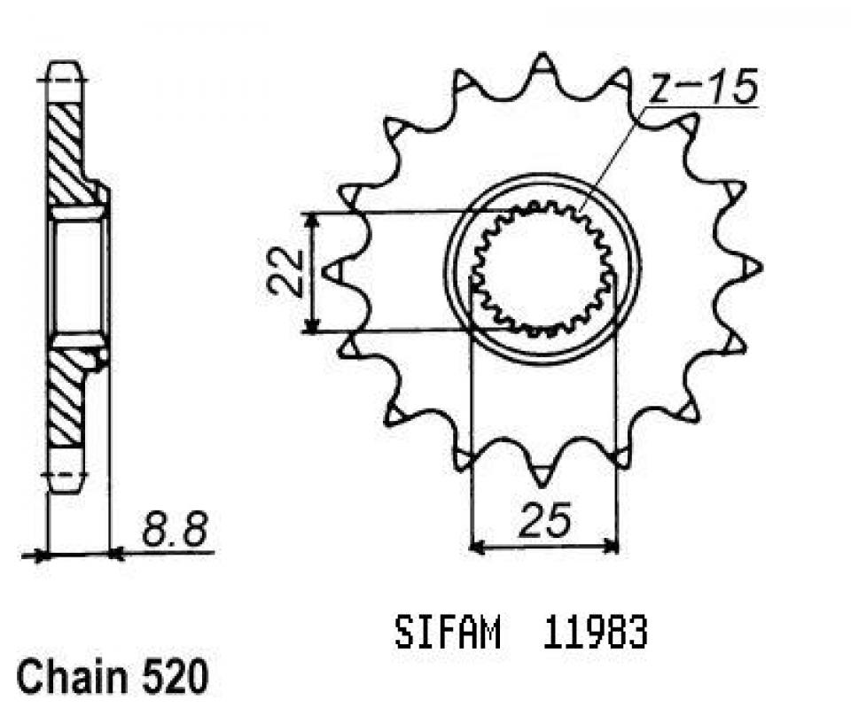 Pignon de sortie de boite Esjot pour Moto KTM 350 Freeride 4T 2016 à 2018 12 dents pas 520 Neuf