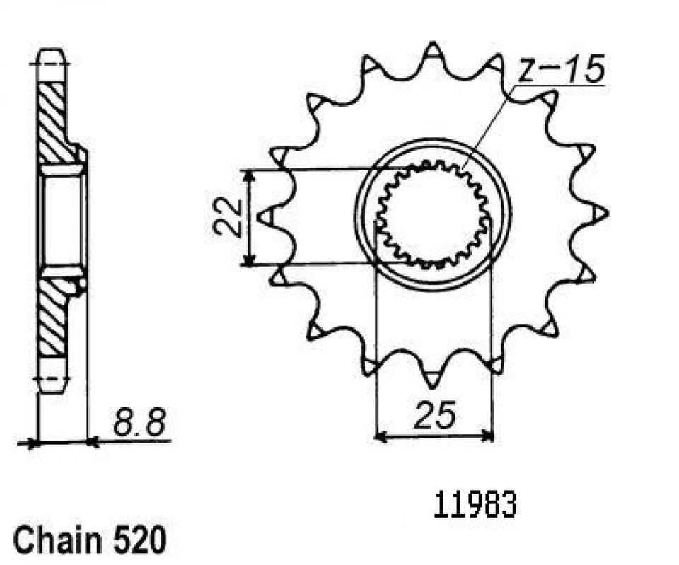 Pignon de sortie de boite Esjot pour Moto Husaberg 250 Fe 4T 2012 à 2014 13 dents pas 520 Neuf