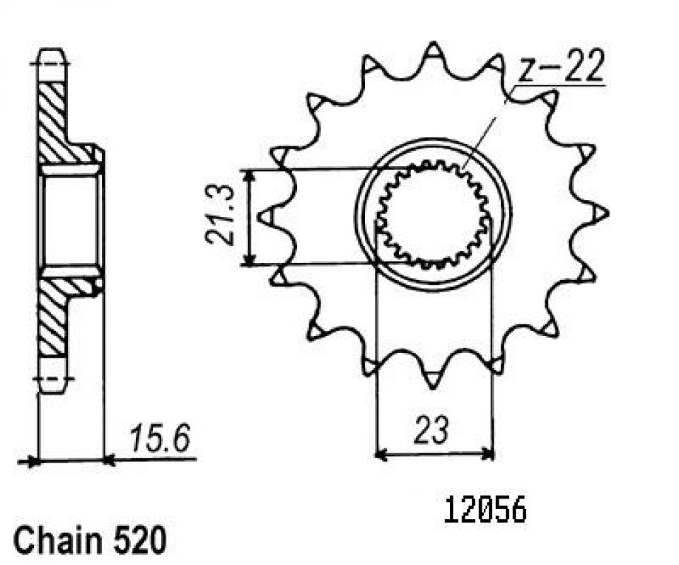 Pignon de sortie de boite Esjot pour Moto Yamaha 600 Xt K 1990 à 1994 15 dents pas 520 Neuf