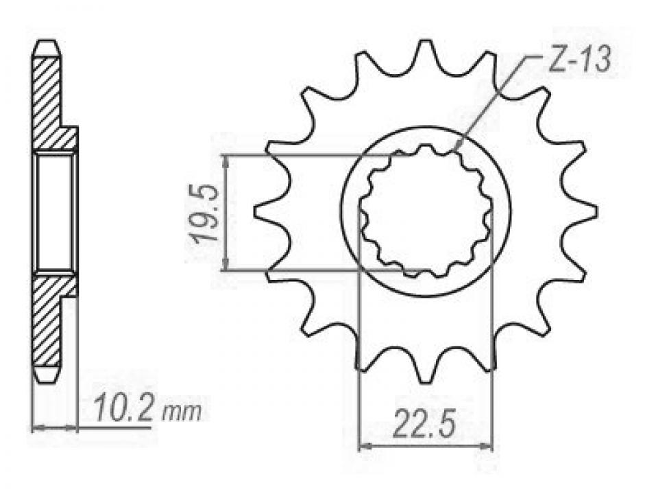 Pignon de sortie de boite Esjot pour Moto Suzuki 250 Ts X 1984 à 1989 13 dents pas 520 Neuf