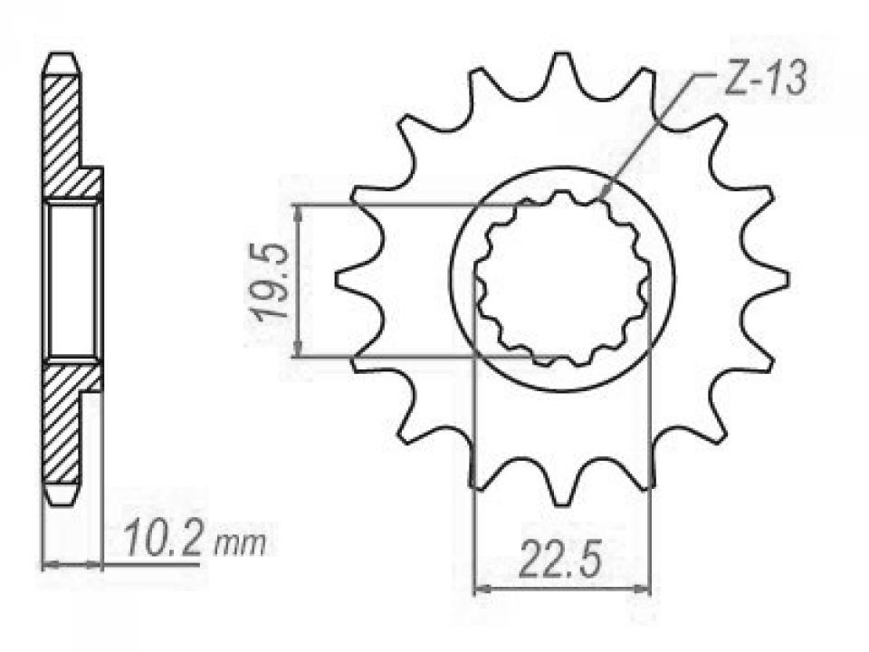 Pignon de sortie de boite Esjot pour Moto Suzuki 250 Ts X 1984 à 1989 13 dents pas 520 Neuf