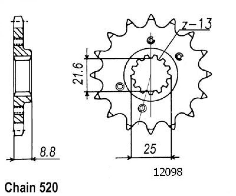 Pignon de sortie de boite Esjot pour Quad Polaris 500 Predator 2003 à 2005 14 dents pas 520 Neuf