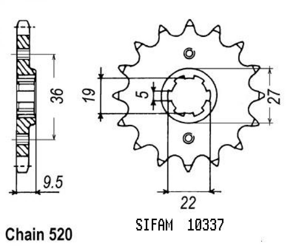Pignon de sortie de boite Esjot pour Quad Honda 250 TRX R 1986 à 1989 13 dents pas 520 Neuf