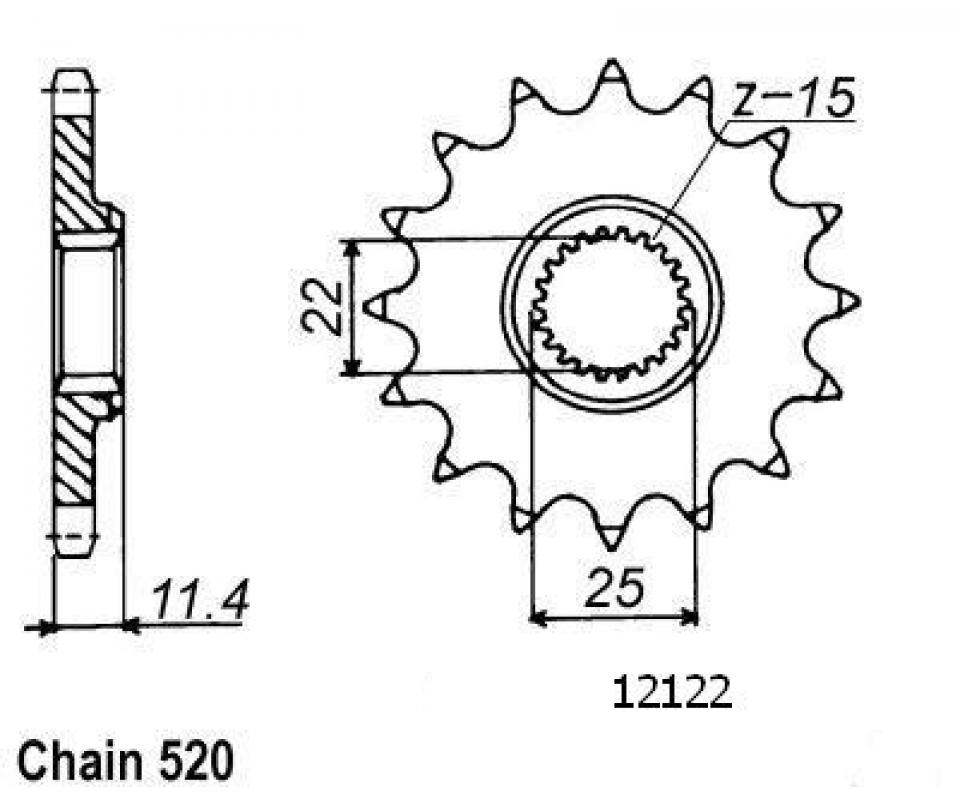 Pignon de sortie de boite Esjot pour Moto KTM 620 Duke E 1995 à 1999 17 dents pas 520 Neuf