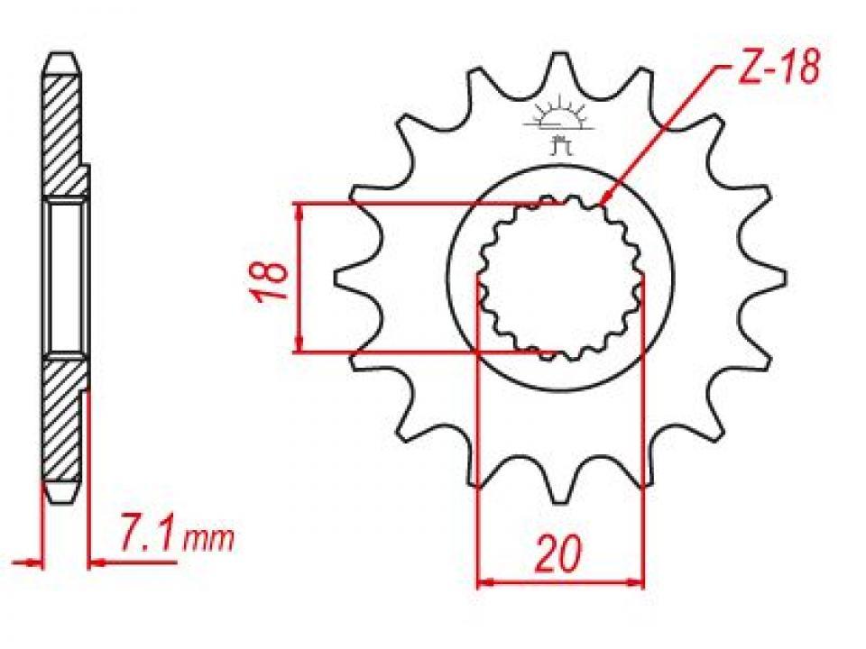 Pignon de sortie de boite Esjot pour Moto Suzuki 250 Rm-Z 4T 2007 à 2009 12 dents pas 520 Neuf