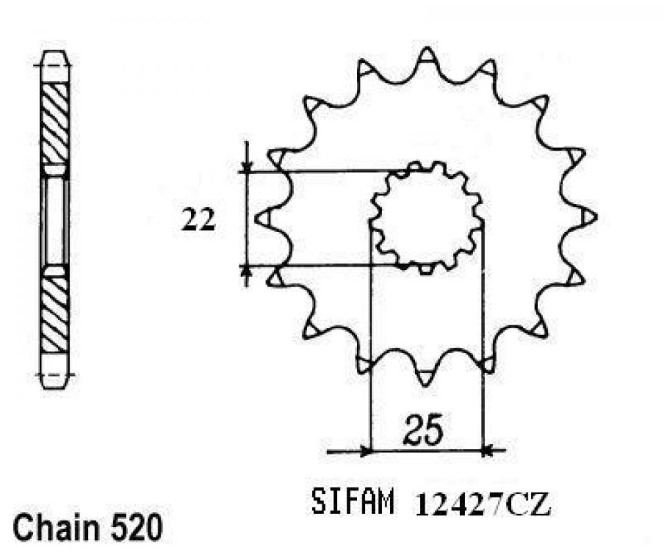 Pignon de sortie de boite Esjot pour Moto TM 300 Cross Enduro 1996 à 2000 13 dents pas 520 Neuf