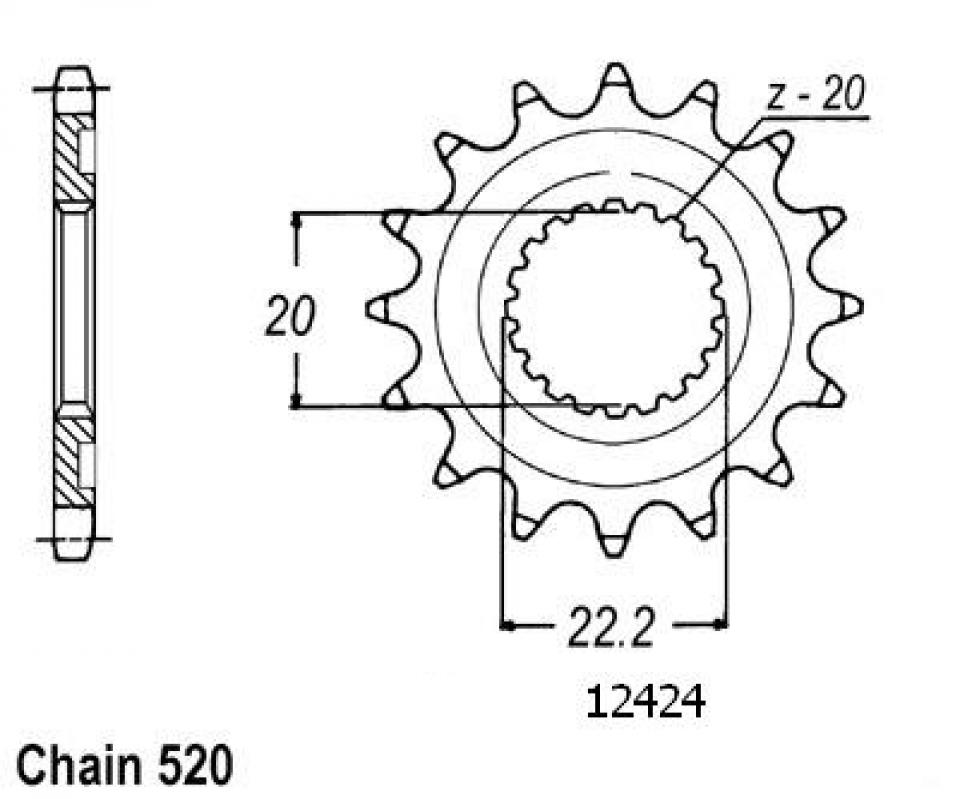 Pignon de sortie de boite Esjot pour Moto Yamaha 250 Wr X 2008 à 2010 13 dents pas 520 Neuf