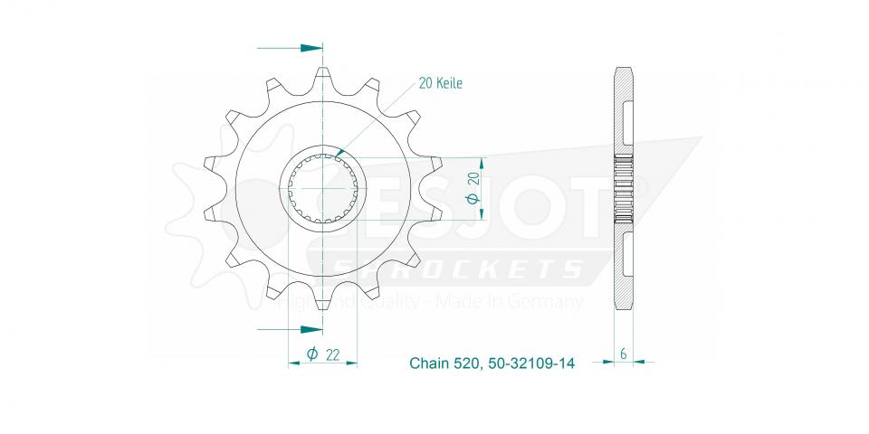 Pignon de sortie de boite Esjot pour Moto Neuf