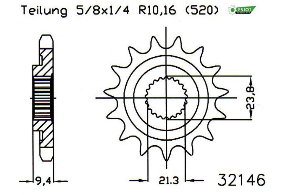 Pignon de sortie de boite Esjot pour Moto Suzuki 450 Rm-Z 4T 2013 à 2023 13 dents pas 520 Neuf