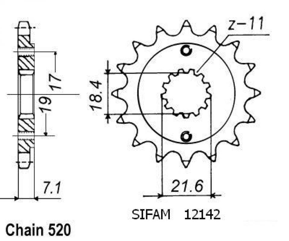 Pignon de sortie de boite Esjot pour Moto Honda 250 XR R 1996 à 2003 13 dents pas 520 Neuf