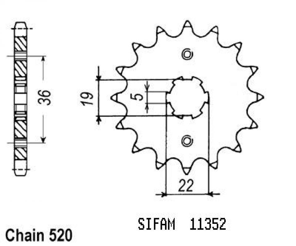 Pignon de sortie de boite Sifam pour Quad Honda 250 TRX X 1987 à 1992 Neuf