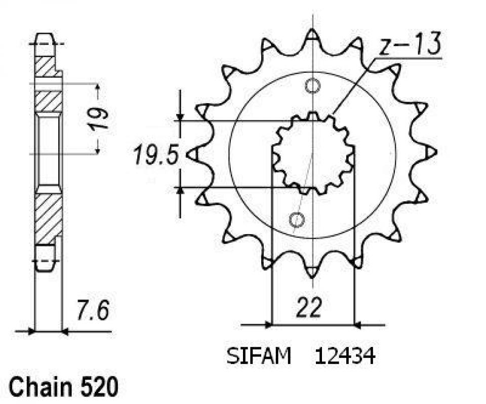 Pignon de sortie de boite Sifam pour Moto Neuf