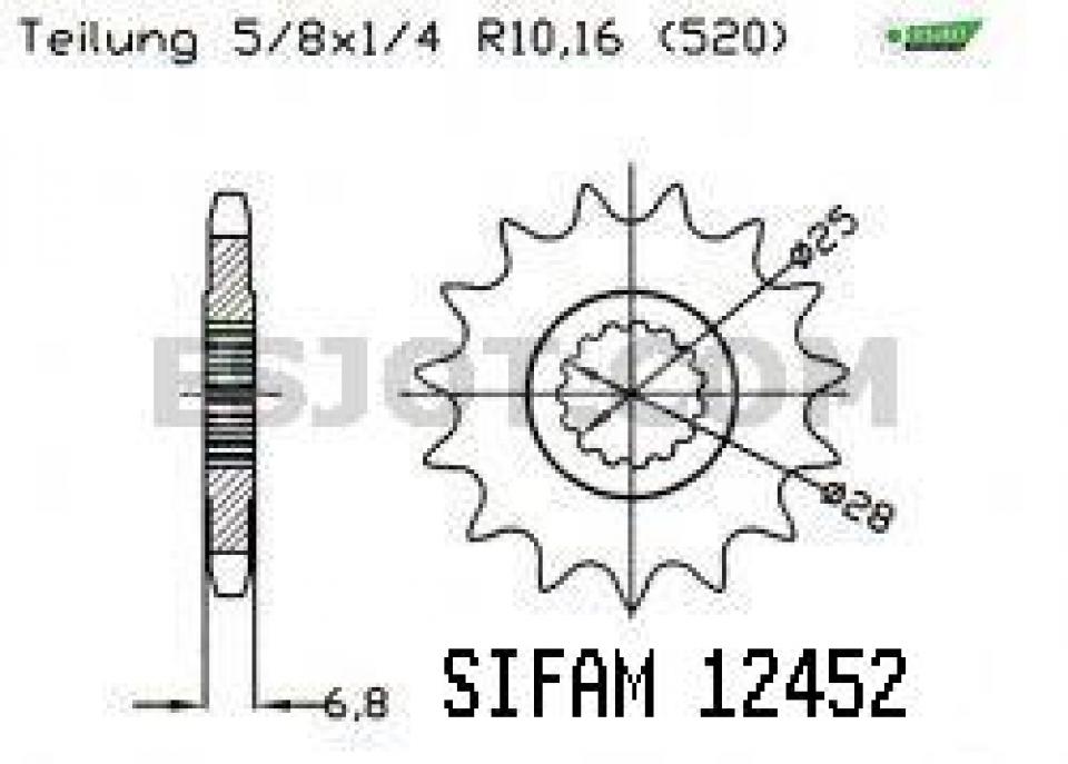 Pignon de sortie de boite Sifam pour Quad Yamaha 450 Yfz R 2010 à 2019 Neuf