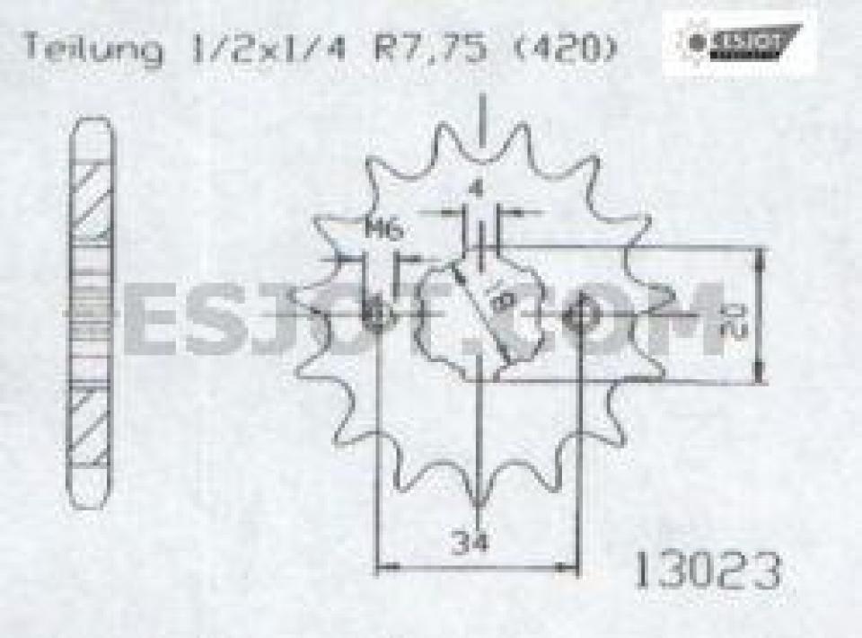 Pignon de sortie de boite Esjot pour Quad Eton 50 Viper 2005 à 2006 19 dents pas 420 Neuf