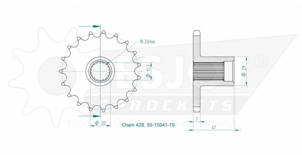 Pignon de sortie de boite Esjot pour Quad Polaris 90 Sportsman 2001 à 2012 19 dents pas 428 Neuf