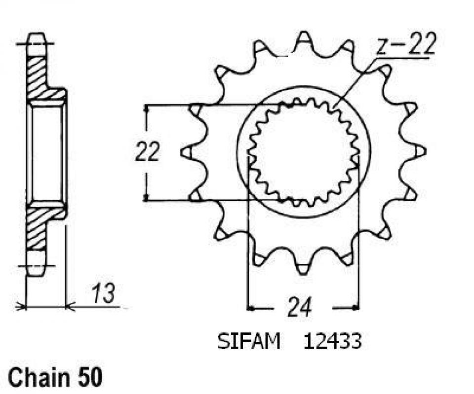 Pignon de sortie de boite Esjot pour Quad Bombardier 650 Ds 4X2 2000 à 2003 16 dents pas 530 Neuf