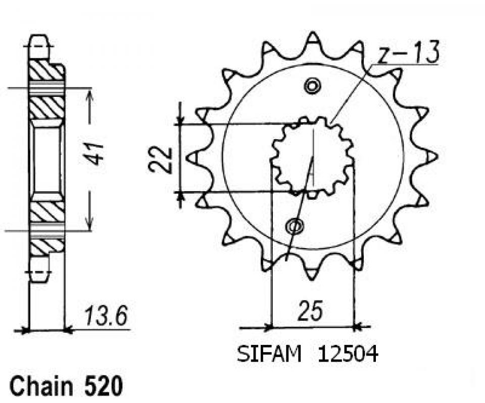 Pignon de sortie de boite Sifam pour Moto Neuf