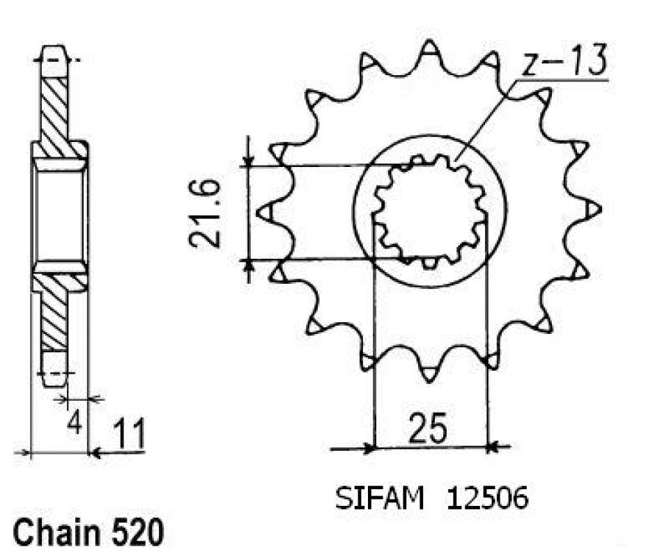 Pignon de sortie de boite Sifam pour Moto Neuf