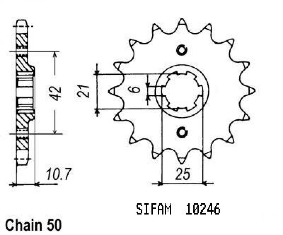 Pignon de sortie de boite Sifam pour Moto Honda 650 Cb Sc 1982 à 1983 Neuf