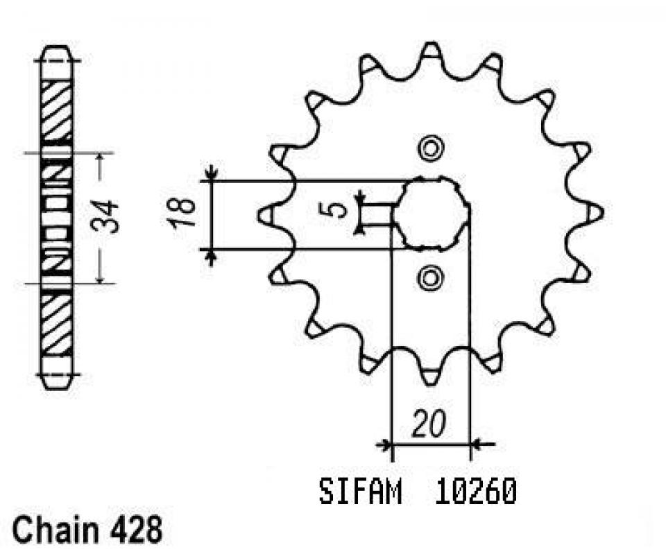 Pignon de sortie de boite Sifam pour Moto Neuf