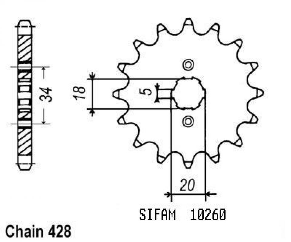 Pignon de sortie de boite Sifam pour Moto Neuf