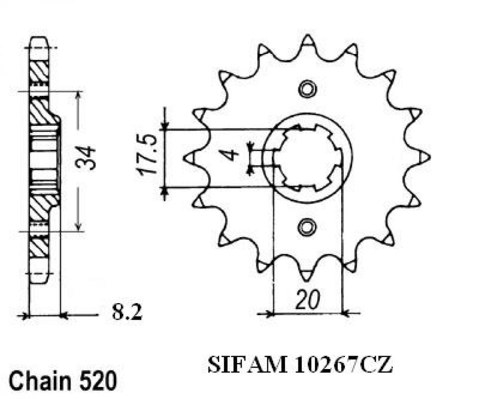 Pignon de sortie de boite Sifam pour Moto Honda 250 Xl R 1984 à 1988 13 dents pas 520 Neuf