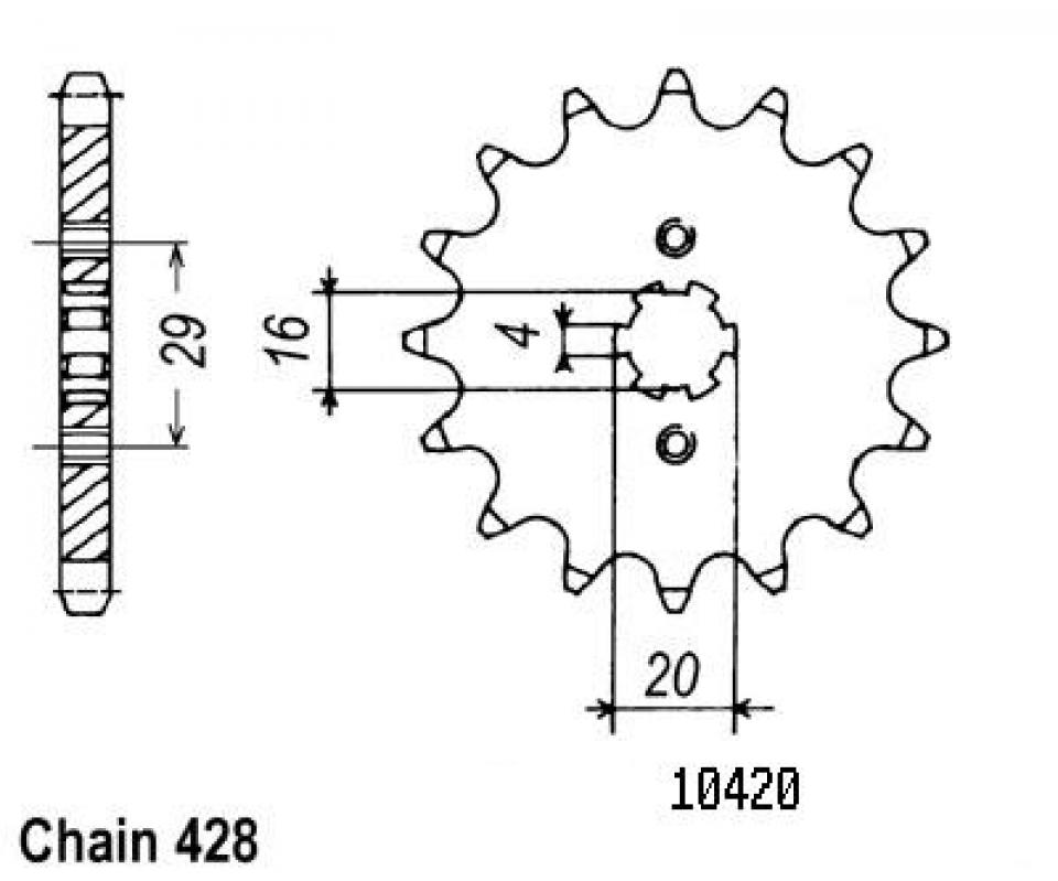 Pignon de sortie de boite Sifam pour Moto Suzuki 125 GP 1980 à 1989 15 dents pas 428 Neuf