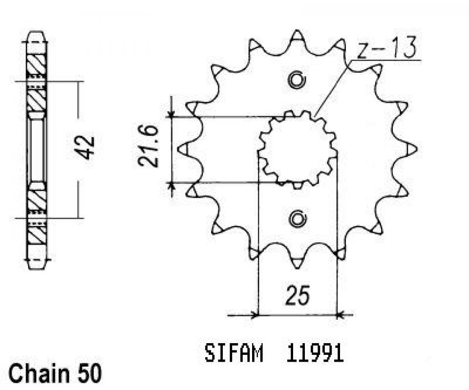 Pignon de sortie de boite Sifam pour Moto Suzuki 1200 Gsf Bandit S/N 1996 à 2005 Neuf