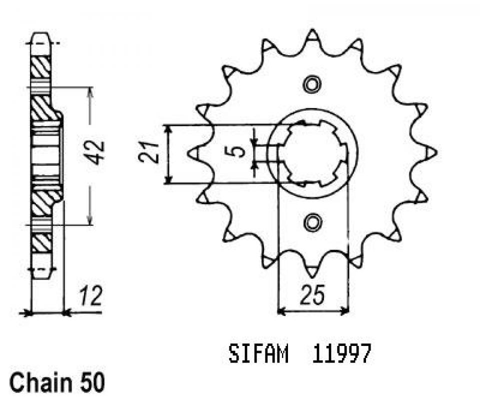 Pignon de sortie de boite Sifam pour Moto Yamaha 600 XJ 1991 17 dents pas 530 Neuf