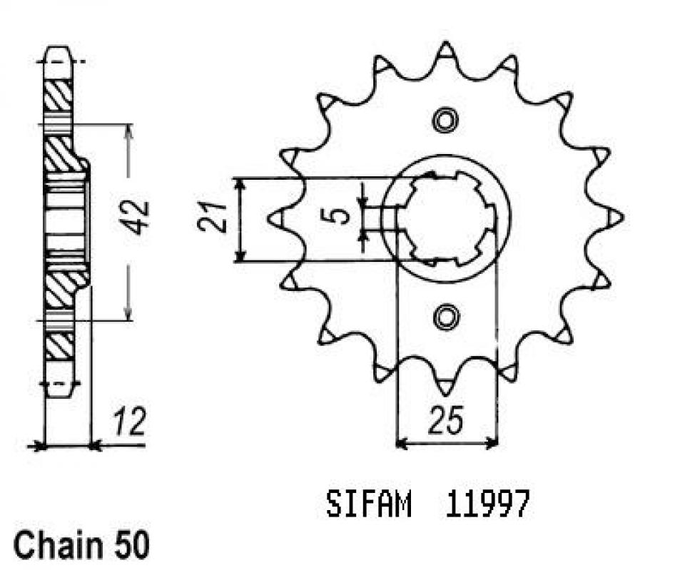 Pignon de sortie de boite Sifam pour Moto Yamaha 600 FZ 1986 à 1989 Neuf