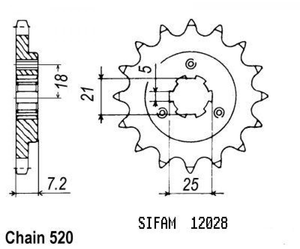 Pignon de sortie de boite Sifam pour Moto Neuf