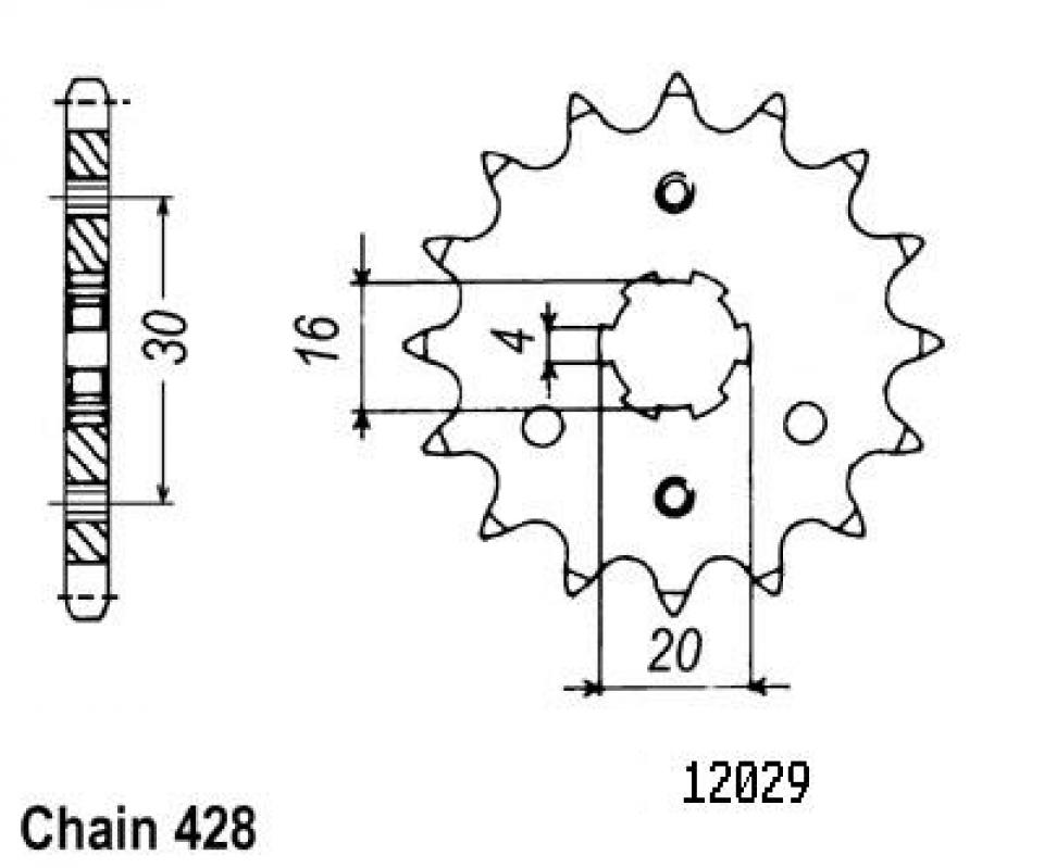 Pignon de sortie de boite Sifam pour Moto Kawasaki 125 KMX 1986 à 1998 14 dents pas 428 Neuf