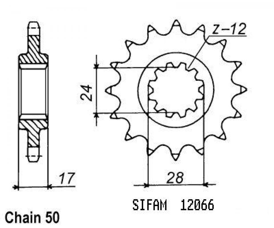 Pignon de sortie de boite Sifam pour Moto Honda 600 Cbr Fh Fj 1987 à 1988 Neuf