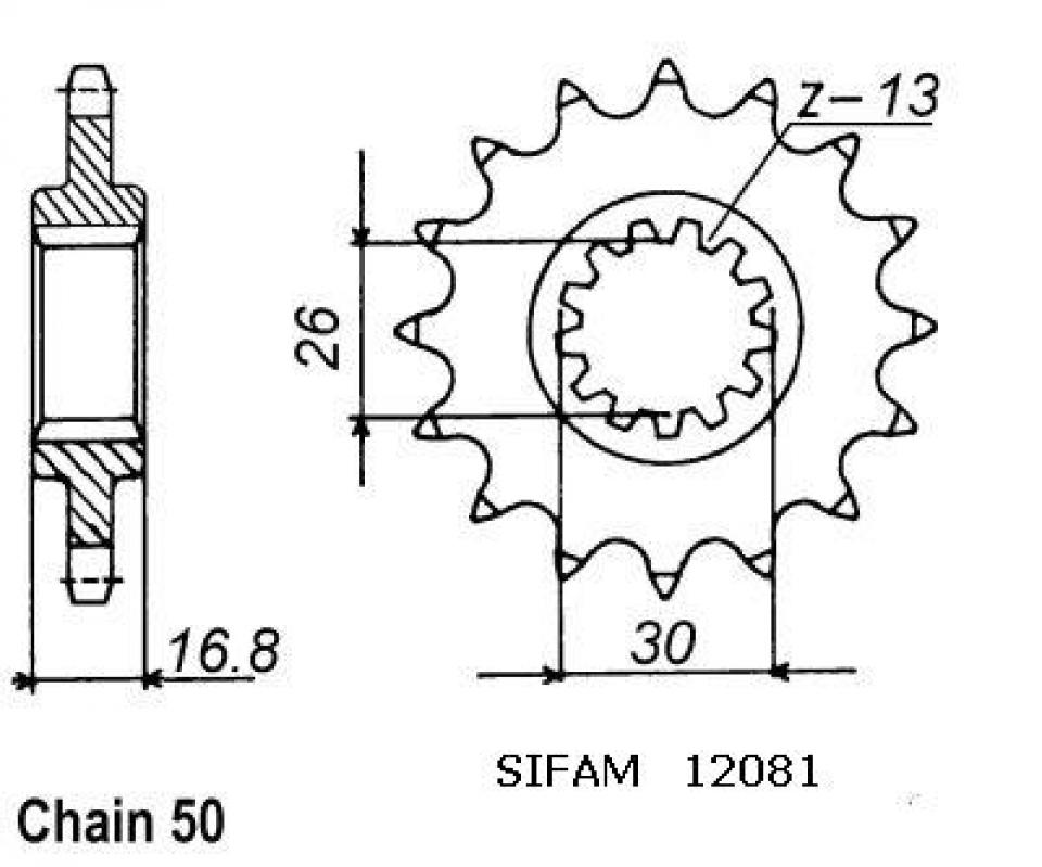 Pignon de sortie de boite Sifam pour Moto Honda 750 Vf C Magna 1993 à 1999 Neuf