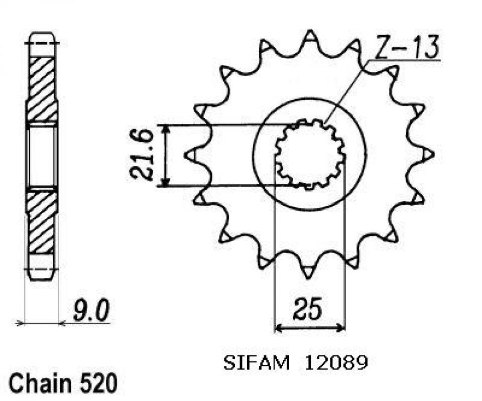 Pignon de sortie de boite Sifam pour Moto Neuf