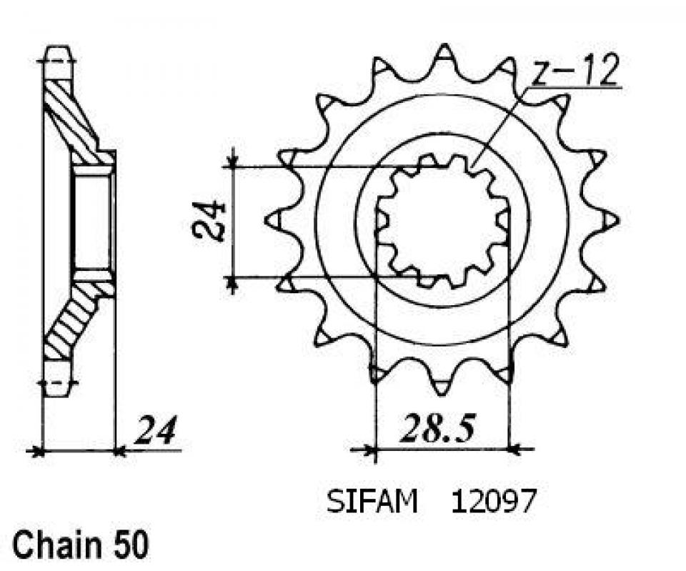 Pignon de sortie de boite Sifam pour Moto Kawasaki 1100 Zzr Zx-11 1990 à 1992 17 dents pas 530 Neuf