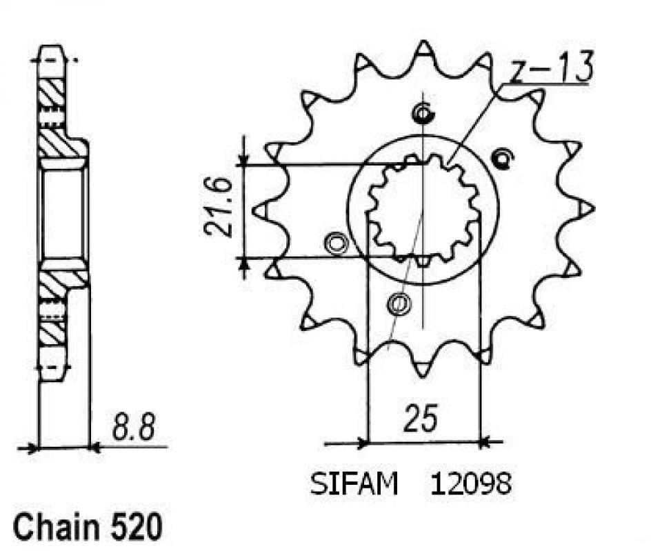 Pignon de sortie de boite Sifam pour Quad Honda 400 TRX EX 2005 à 2012 15 dents pas 420 Neuf