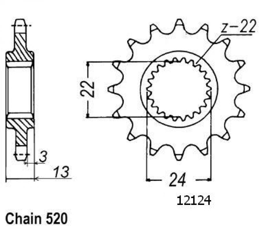 Pignon de sortie de boite Sifam pour Moto Aprilia 650 Pegaso 1991 à 1996 16 dents pas 520 Neuf