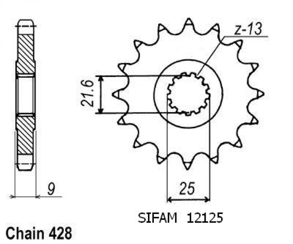 Pignon de sortie de boite Sifam pour Moto Yamaha 500 SR 1991 à 2000 20 dents pas 428 Neuf