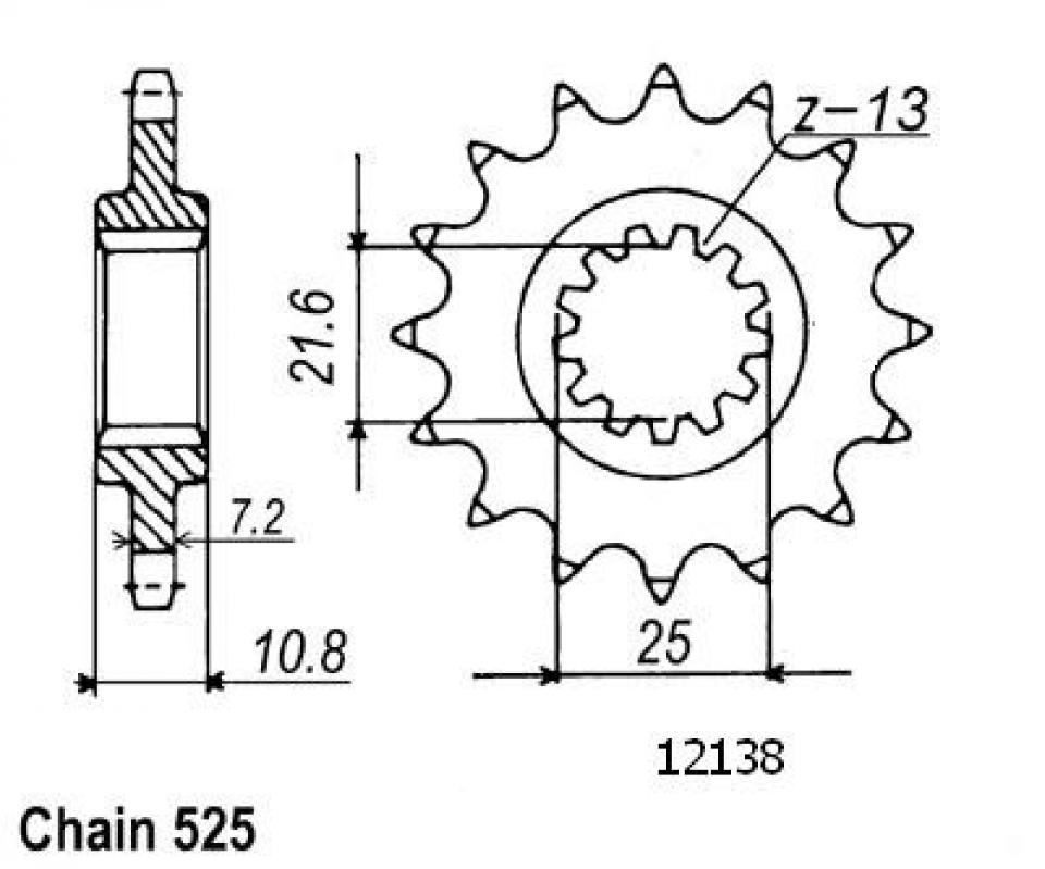 Pignon de sortie de boite Sifam pour Moto Yamaha 600 YZF R6 2006 à 2013 16 dents pas 525 Neuf