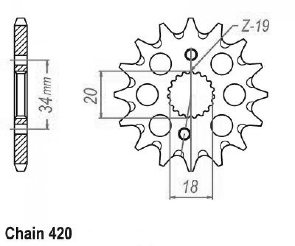 Pignon de sortie de boite Sifam pour Moto MASH 125 Seventy 2012 à 2017 13 dents pas 428 Neuf