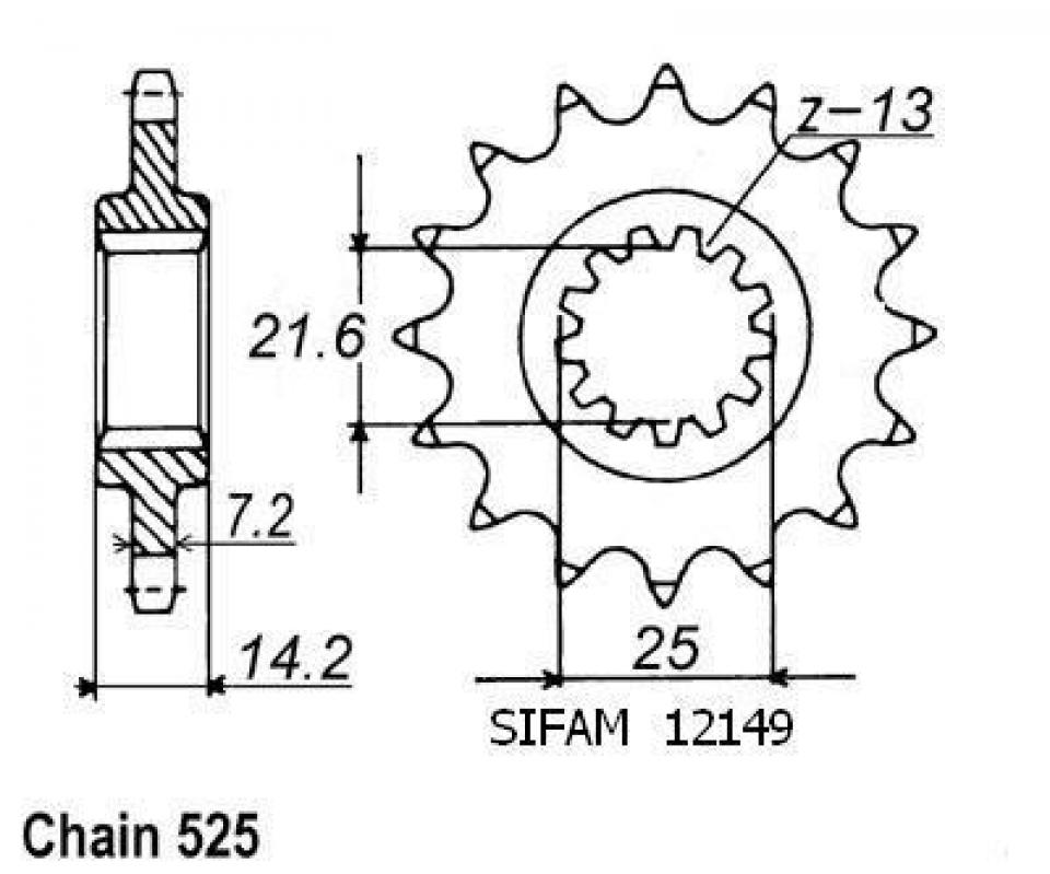 Pignon de sortie de boite Sifam pour Moto Kawasaki 750 ZR Zephyr 1995 à 1999 15 dents pas 525 Neuf