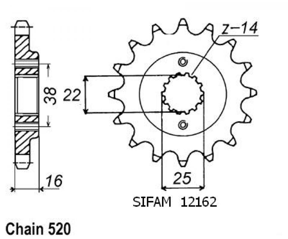 Pignon de sortie de boite Sifam pour Moto Ducati 400 Scrambler Sixty2 2016 à 2020 Neuf