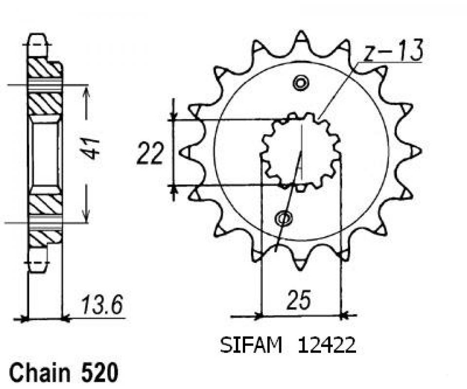 Pignon de sortie de boite Sifam pour Moto Neuf