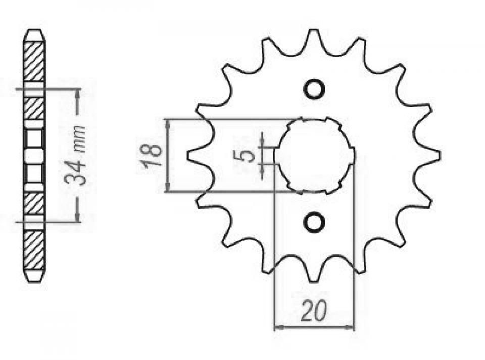 Pignon de sortie de boite Esjot pour Moto Kymco 125 Sector 1999 à 2003 15 dents pas 428 Neuf